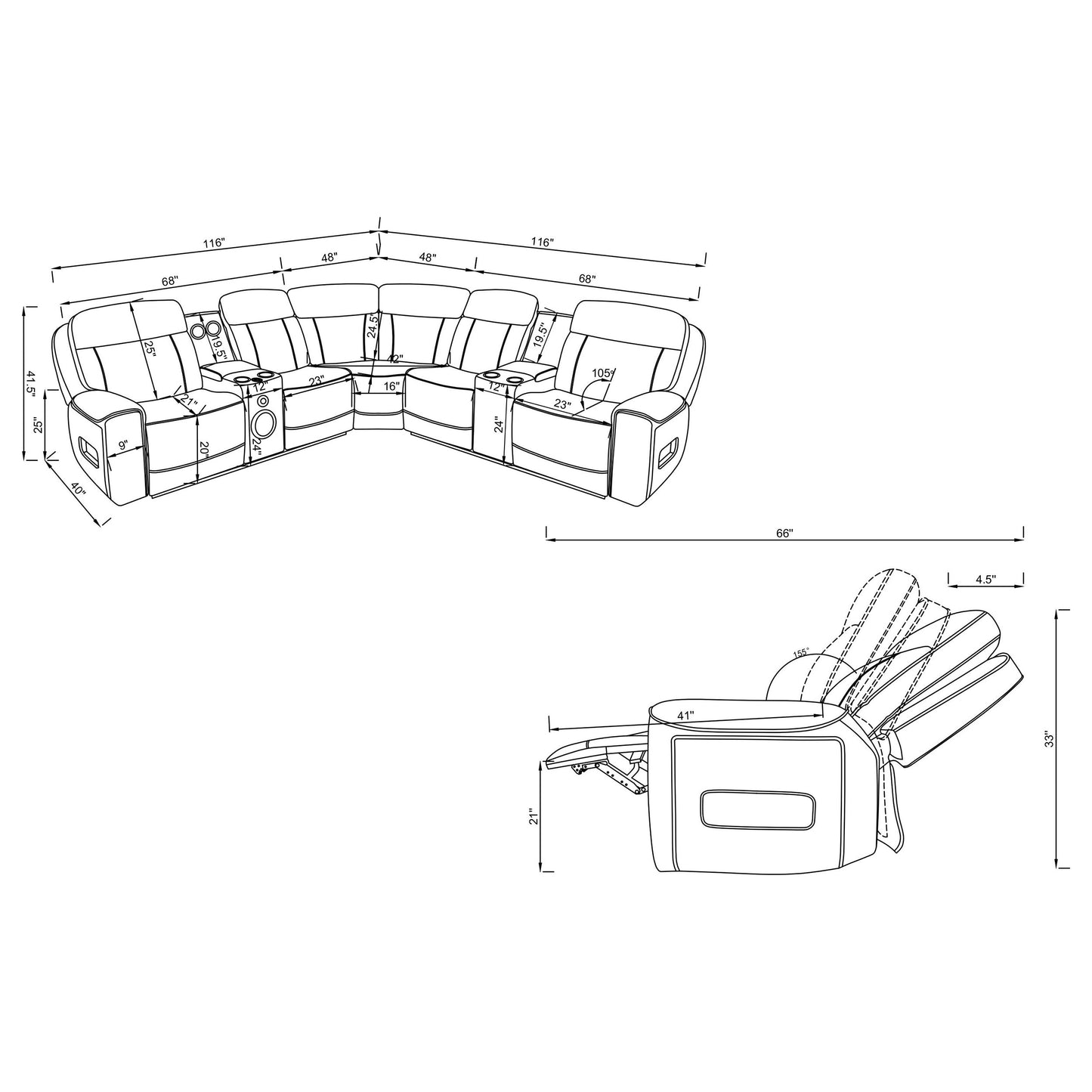 Rojas 3-Piece Dual Power L-Shaped Sectional Sofa with Bluetooth Greige