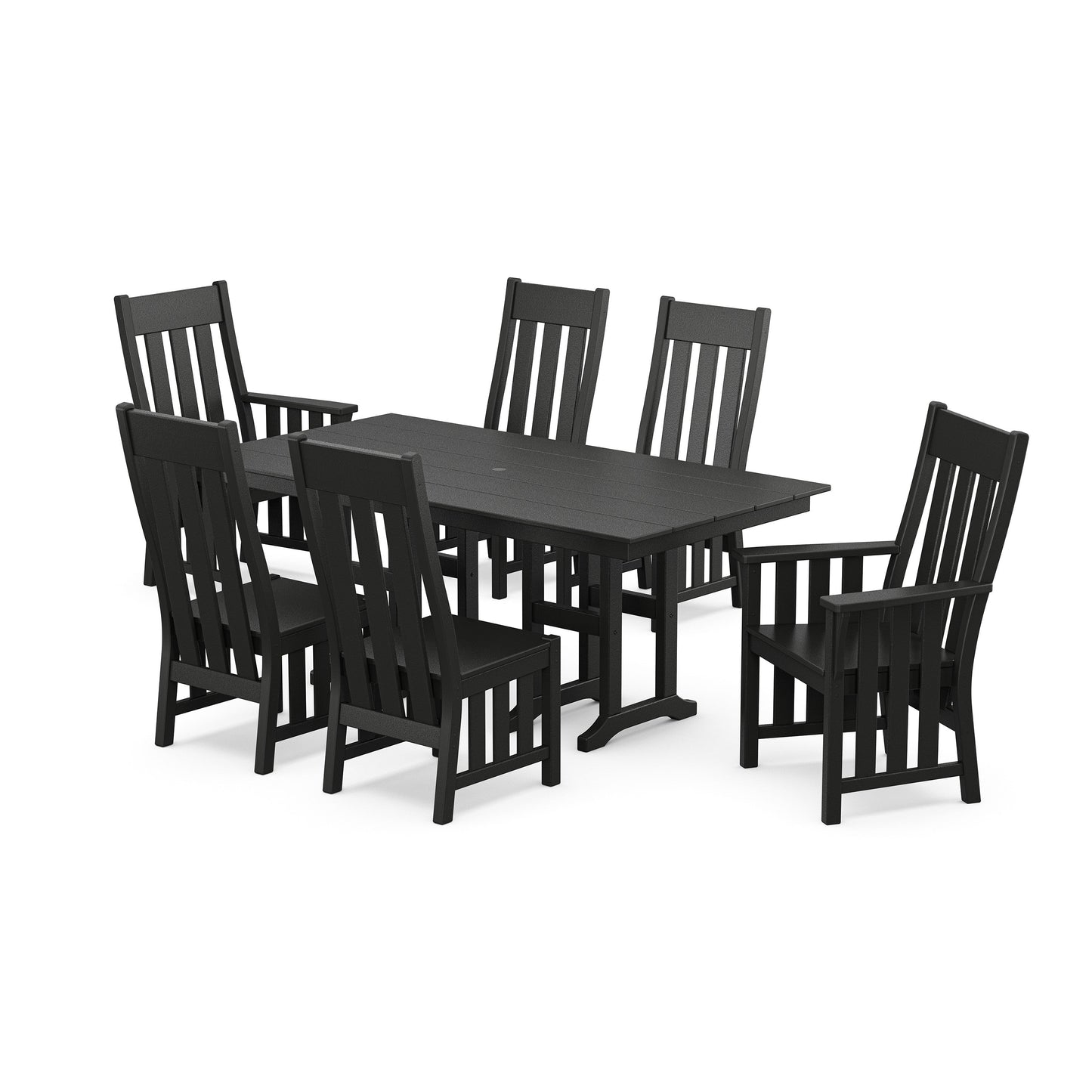 POLYWOOD Acadia 7-Piece Farmhouse Dining Set — Black