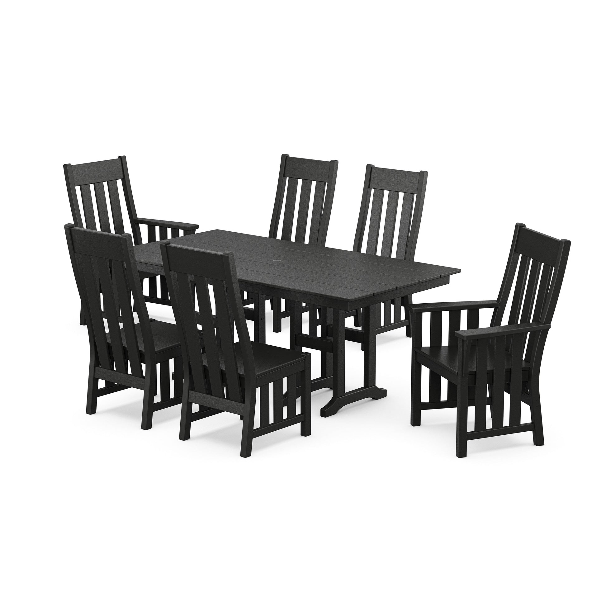 POLYWOOD Acadia 7-Piece Farmhouse Dining Set — Black