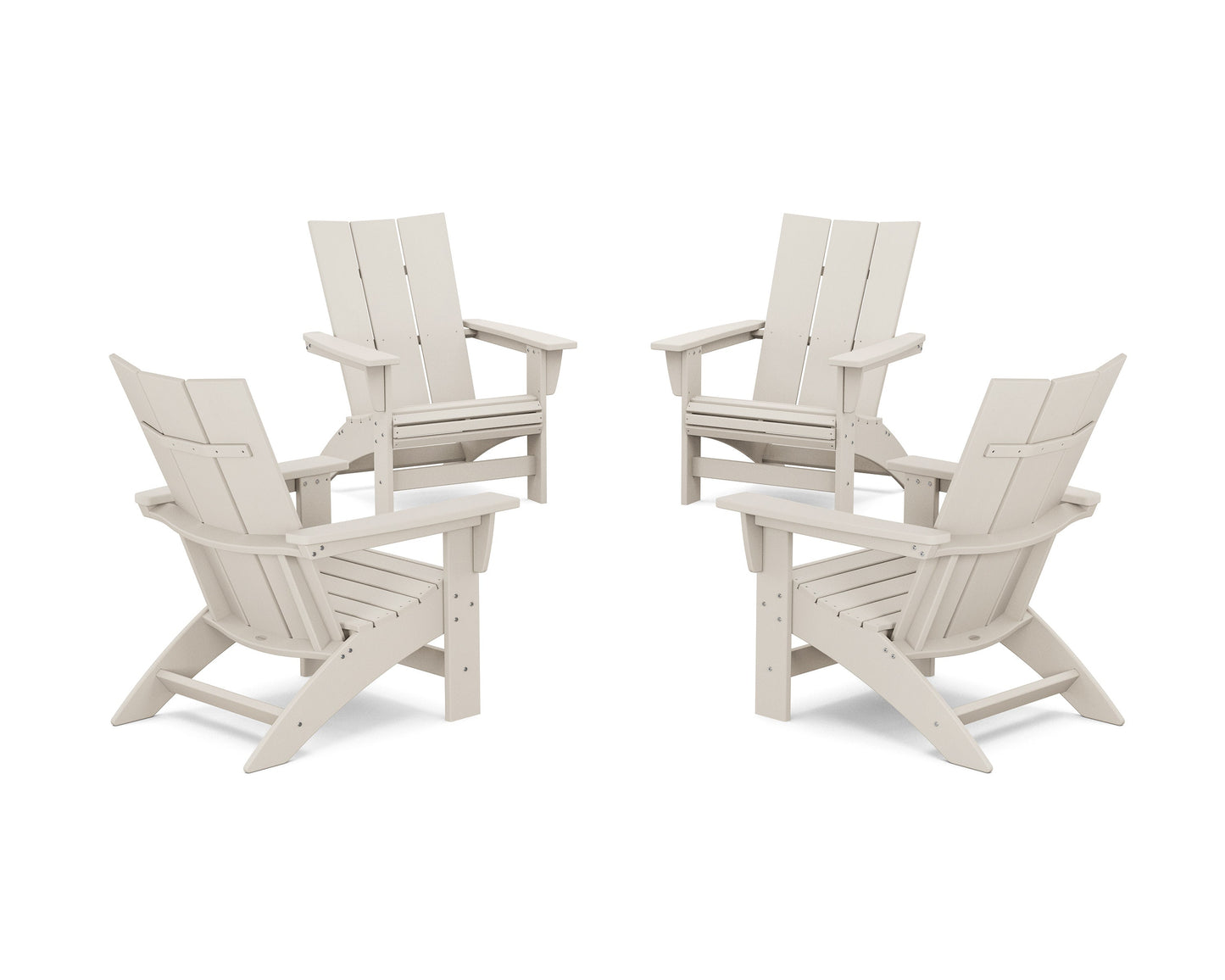 POLYWOOD 4-Piece Modern Grand Adirondack Chair Conversation Set — Sand