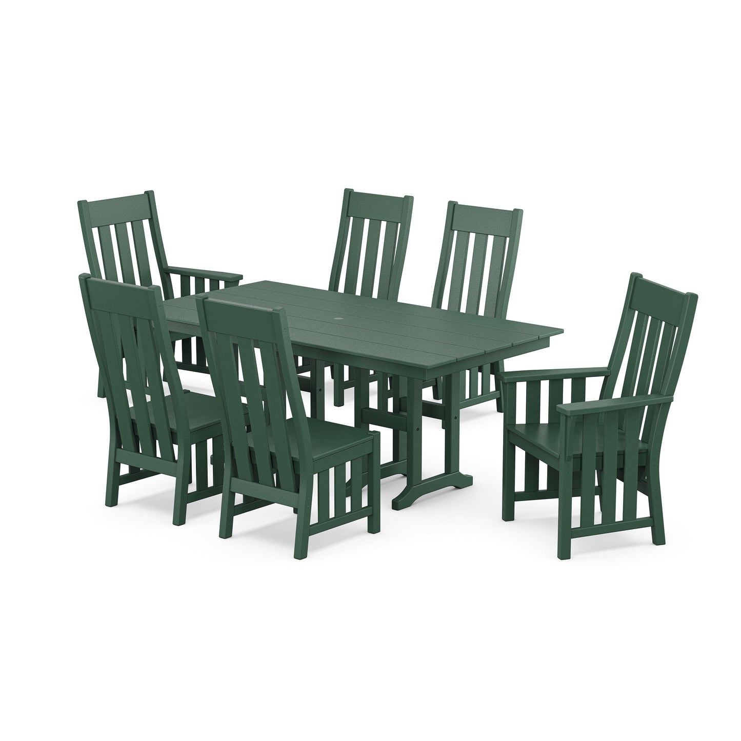 POLYWOOD Acadia 7-Piece Farmhouse Dining Set — Green