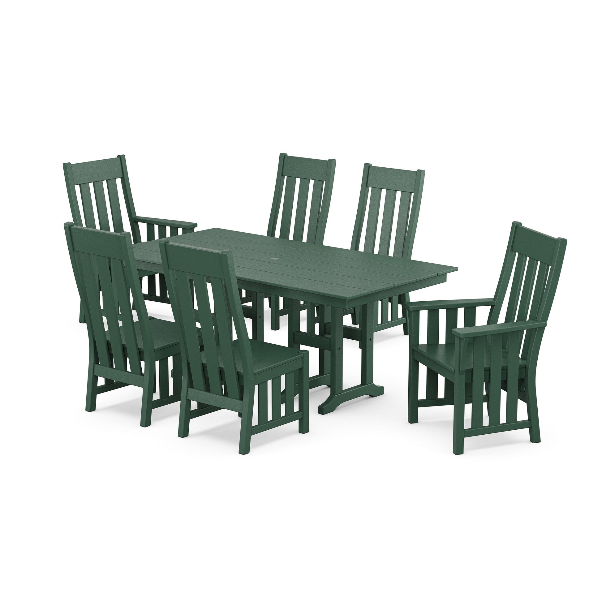 POLYWOOD Acadia 7-Piece Farmhouse Dining Set — Green