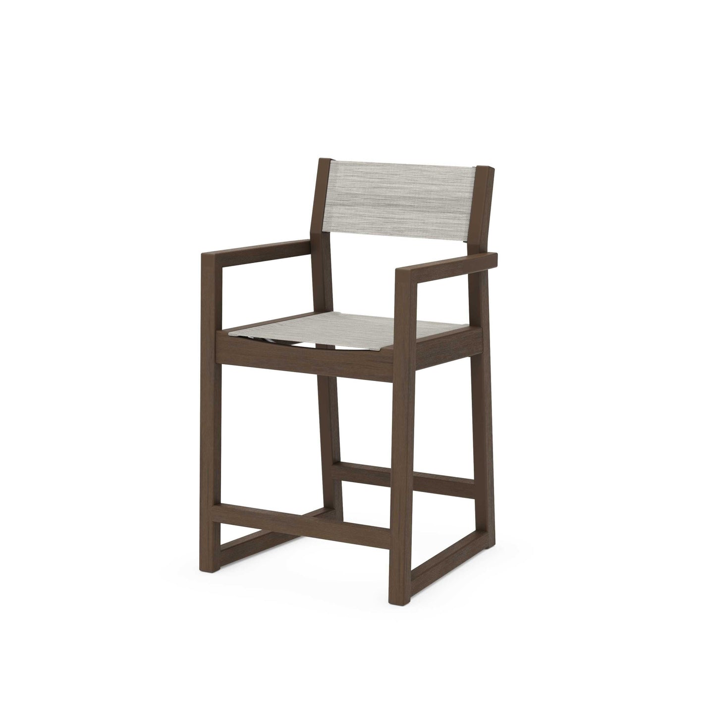 POLYWOOD EDGE Sling Counter Arm Chair — Kona / Birch Sling