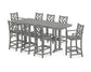 POLYWOOD Chippendale 9-Piece Bar Set with Trestle Legs — Slate Grey