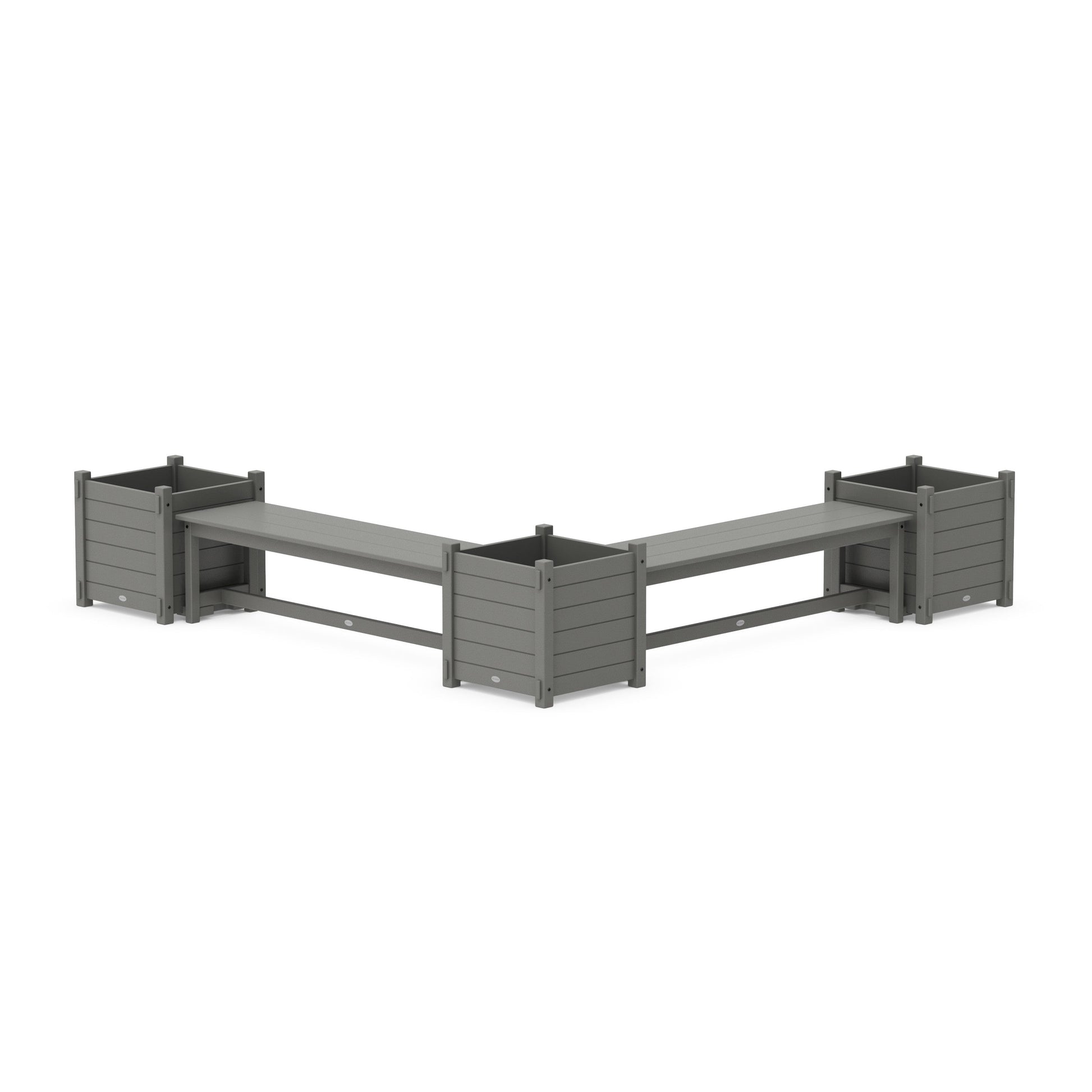 POLYWOOD 60" Nautical L- Shaped Planter Bench Corner Set - Large — Slate Grey