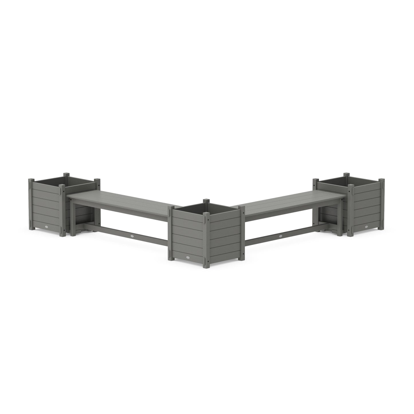 POLYWOOD 60" Nautical Straight Double Planter Bench Set - Large