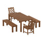 POLYWOOD Chinoiserie 5-Piece Parsons Dining Set with Benches — Teak