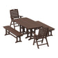 POLYWOOD Nautical Highback 5-Piece Dining Set with Benches — Mahogany