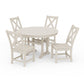 POLYWOOD Braxton Side Chair 5-Piece Round Dining Set With Trestle Legs — Sand