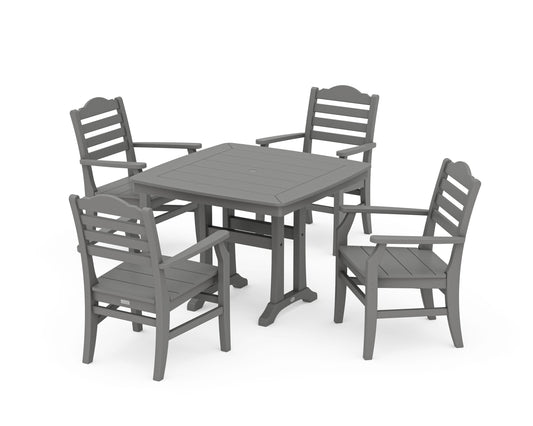 POLYWOOD Savannah 5-Piece Dining Set with Trestle Legs — Slate Grey