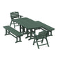POLYWOOD Nautical Lowback 5-Piece Dining Set with Benches — Green