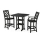 POLYWOOD Chinoiserie 3-Piece Farmhouse Bar Set with Trestle Legs — Black