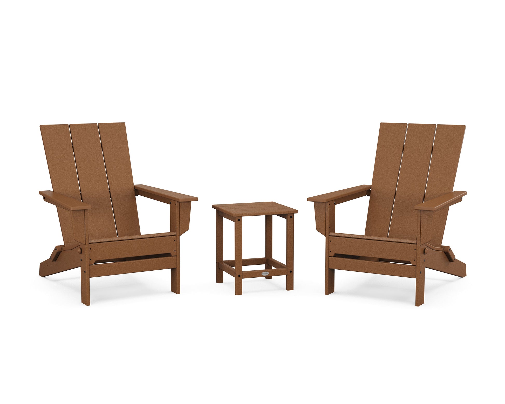 POLYWOOD 3-Piece Modern Studio Folding Adirondack Set — Teak