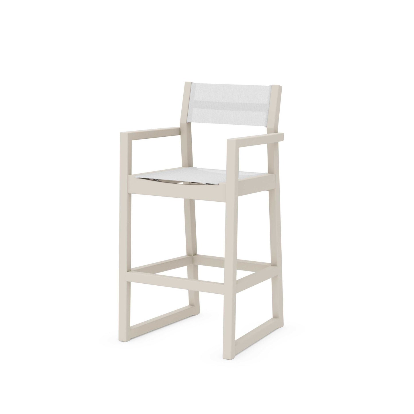 POLYWOOD EDGE Sling Bar Arm Chair — Sand / White Sling