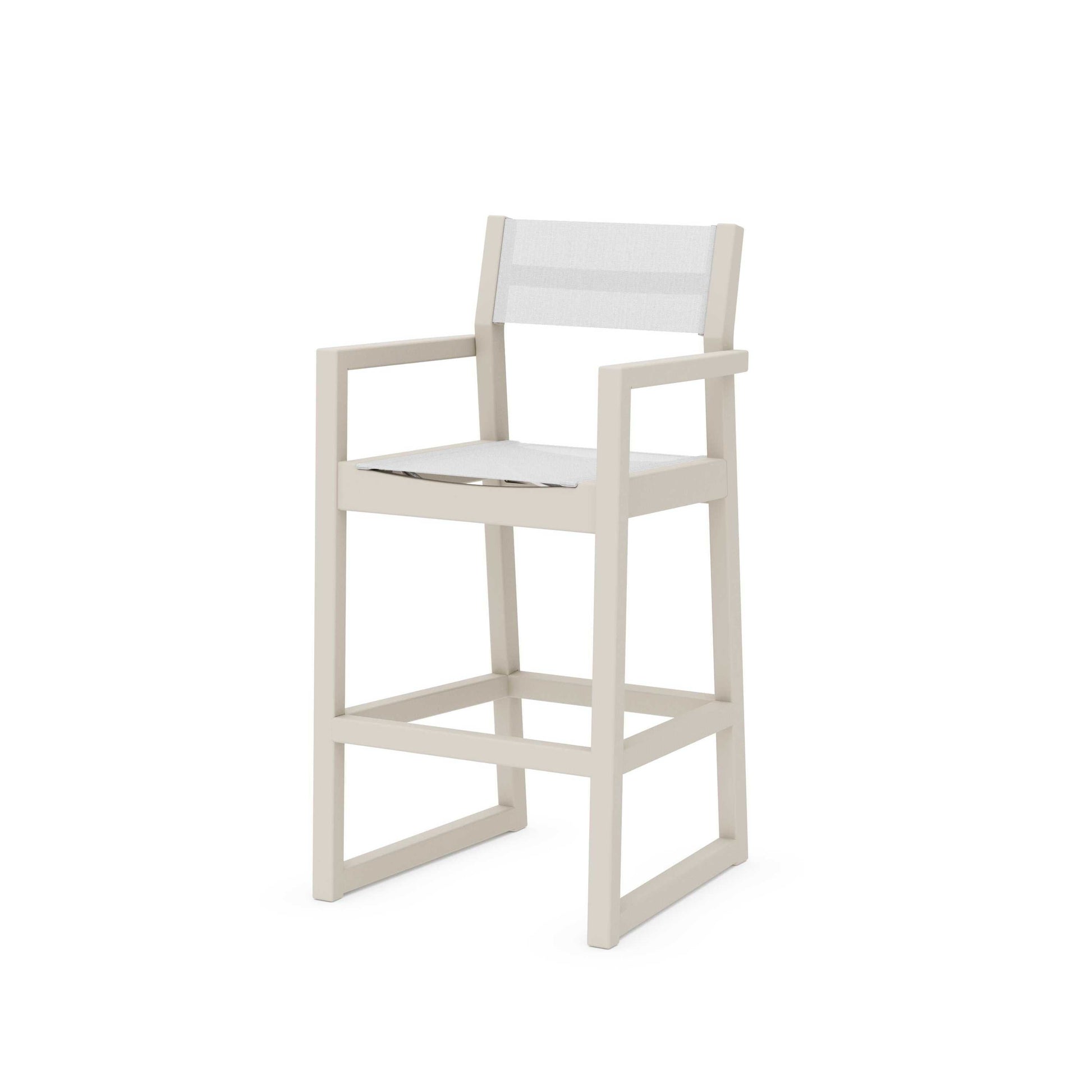 POLYWOOD EDGE Sling Bar Arm Chair — Sand / White Sling
