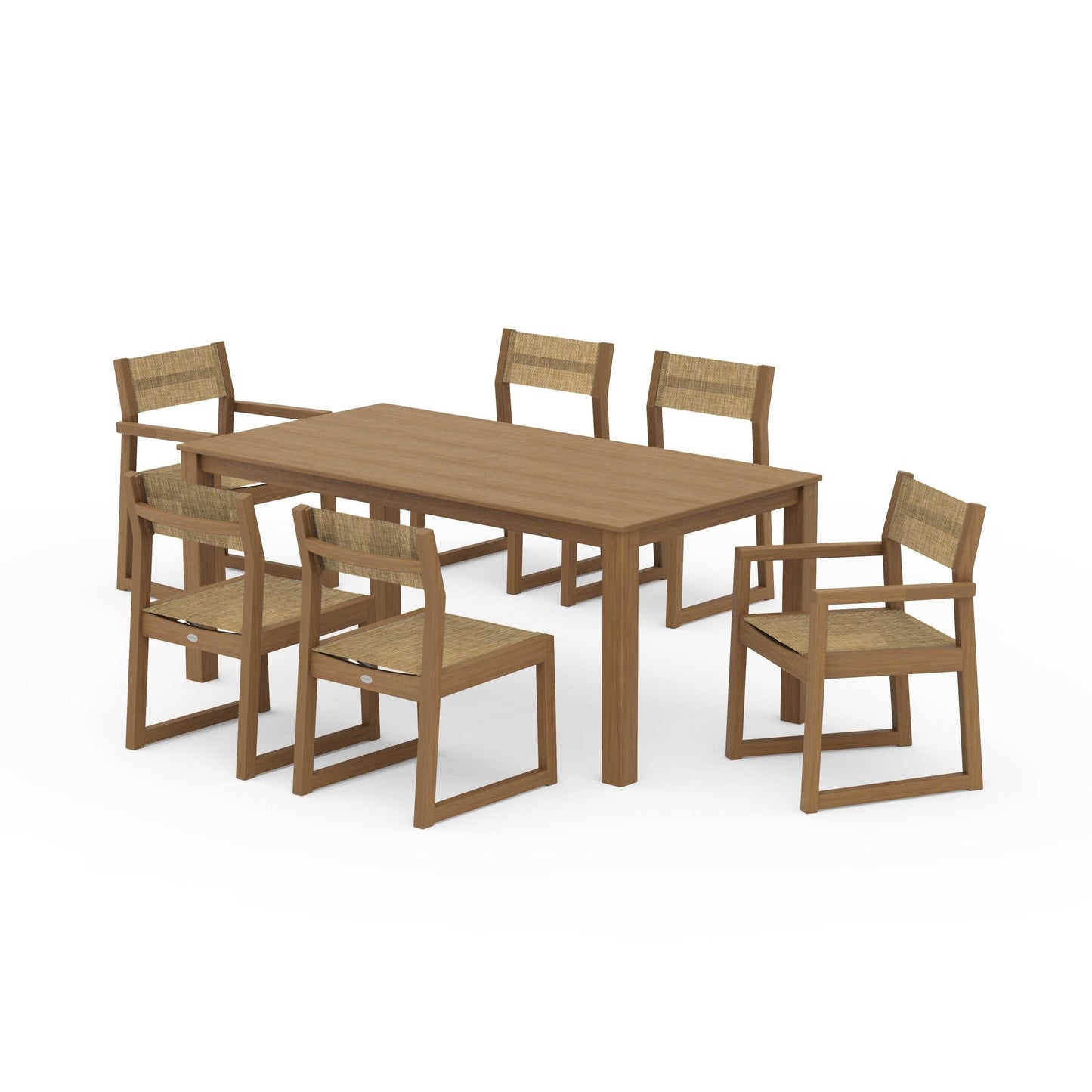 POLYWOOD EDGE Sling 7-Piece Parsons Dining Set — Natural / Burlap Sling