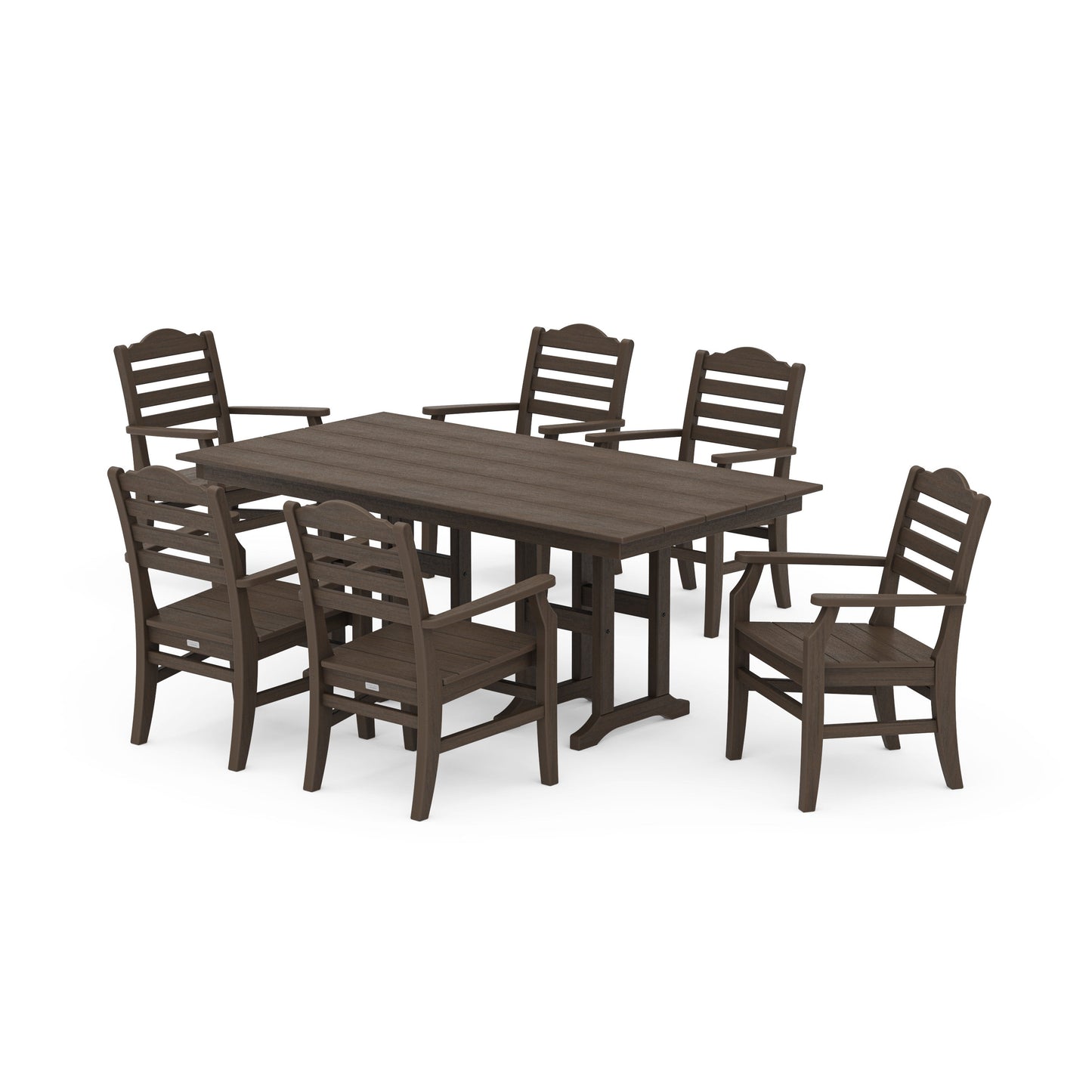 POLYWOOD Savannah Arm Chair 7-Piece Farmhouse Dining Set — Kona