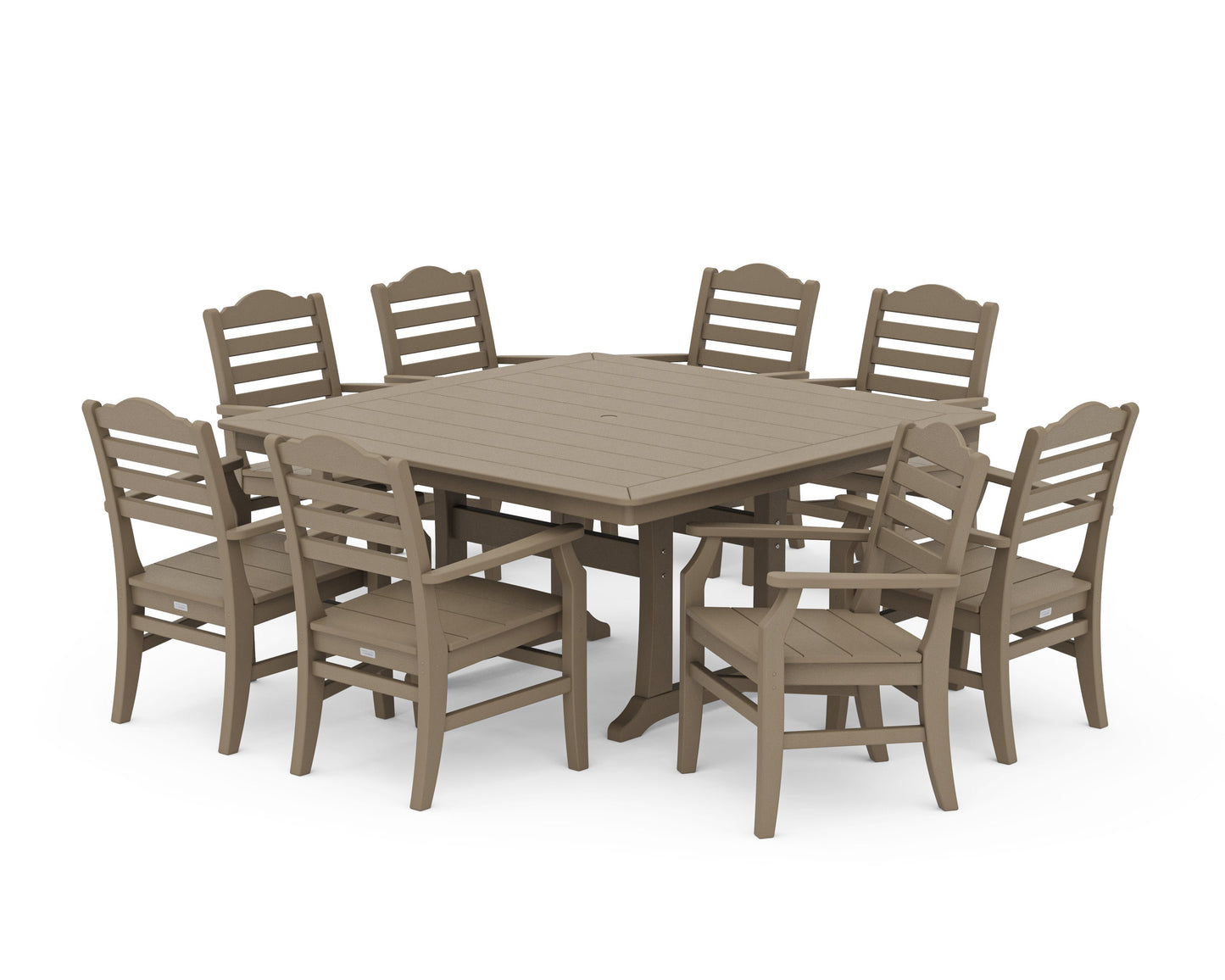 POLYWOOD Savannah 9-Piece Square Dining Set with Trestle Legs — Vintage Sahara