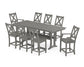 POLYWOOD Braxton 9-Piece Farmhouse Counter Set with Trestle Legs — Slate Grey