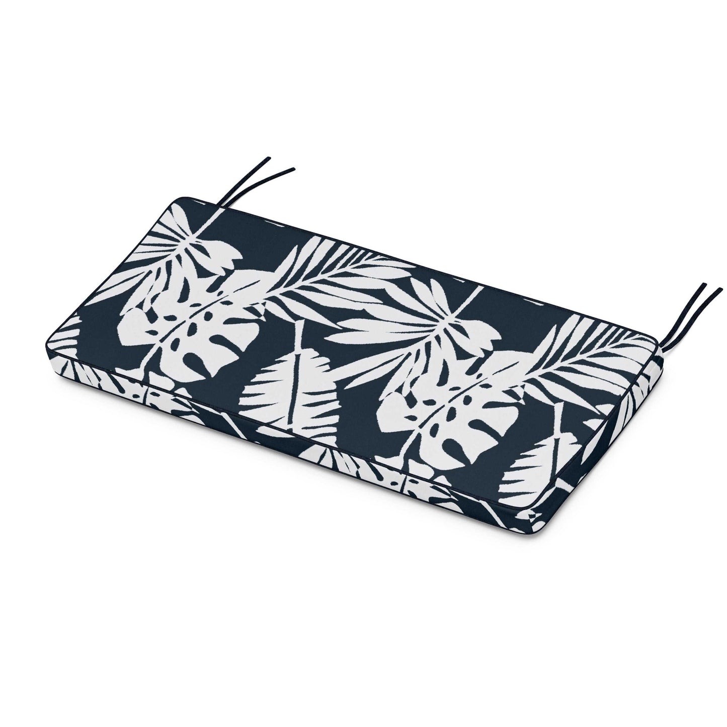 POLYWOOD Chinoiserie Bench Seat Cushion — Leaf Marine Indigo