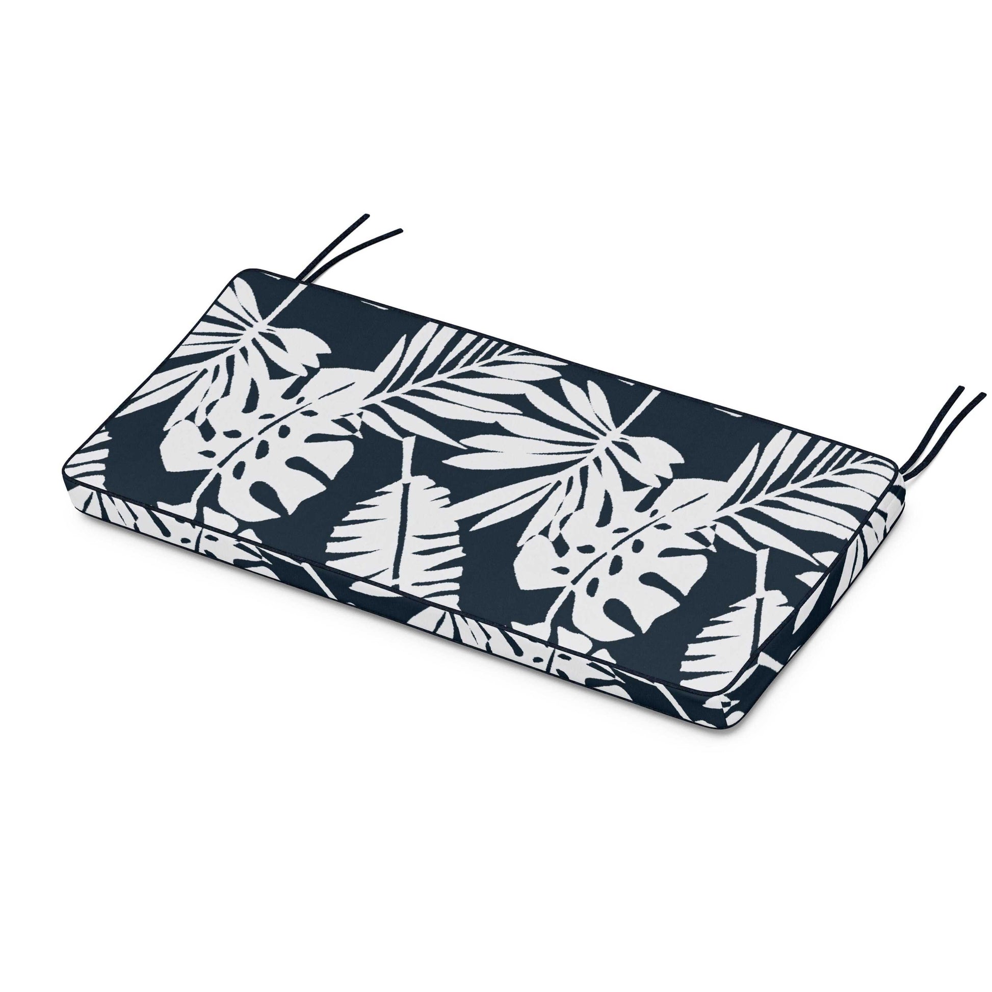 POLYWOOD Chinoiserie Bench Seat Cushion — Leaf Marine Indigo