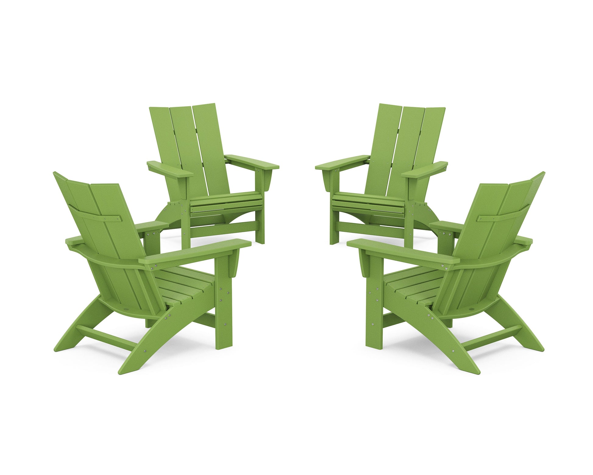 POLYWOOD 4-Piece Modern Grand Adirondack Chair Conversation Set — Lime