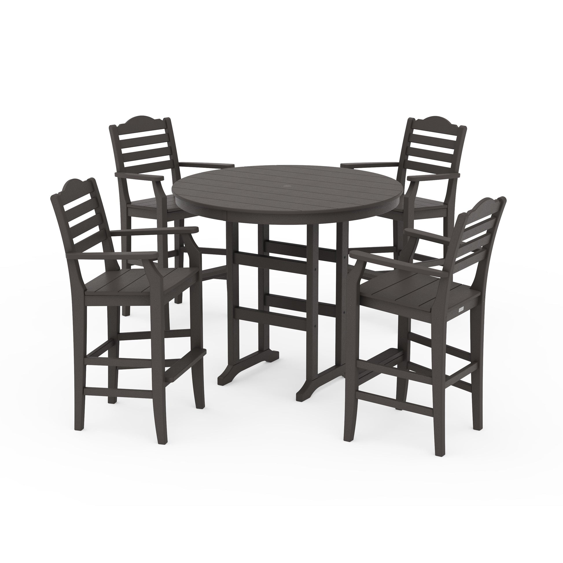 POLYWOOD Savannah 5-Piece Round Farmhouse Bar Set — Vintage Coffee