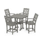 POLYWOOD Chinoiserie 5-Piece Counter Set with Trestle Legs — Slate Grey