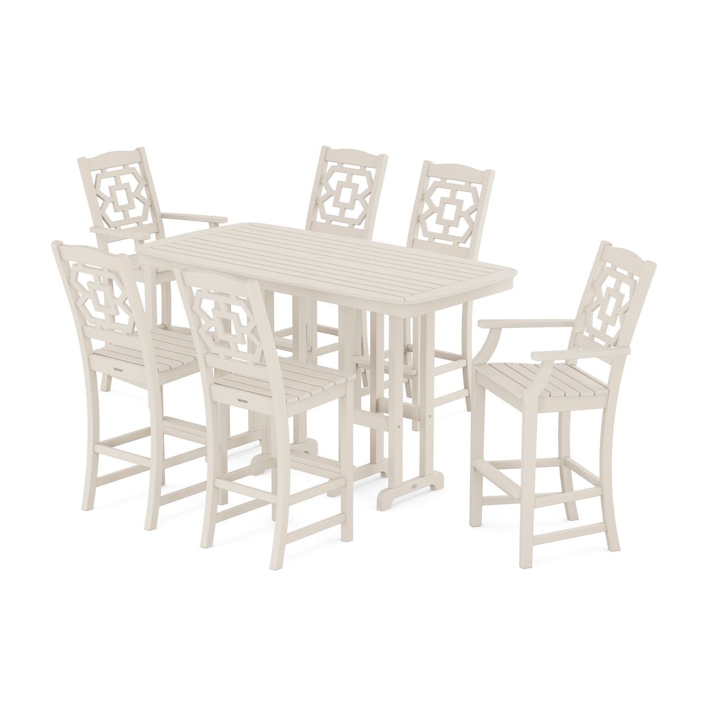 POLYWOOD Chinoiserie 7-Piece Bar Set — Sand