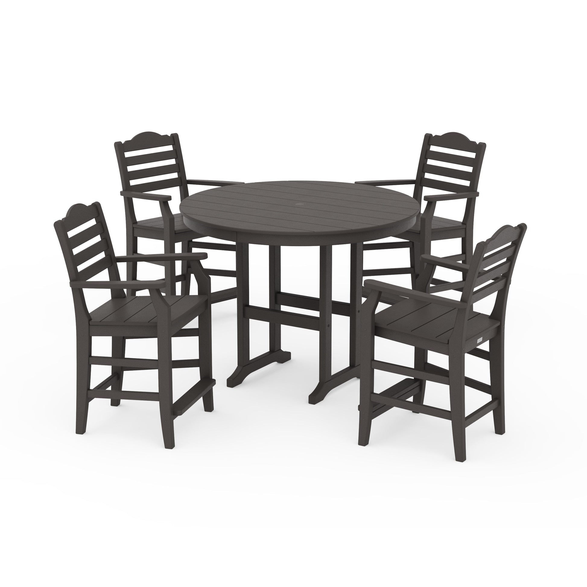 POLYWOOD Savannah 5-Piece Round Farmhouse Counter Set — Vintage Coffee