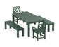 POLYWOOD Chippendale 5-Piece Parsons Dining Set with Benches — Green