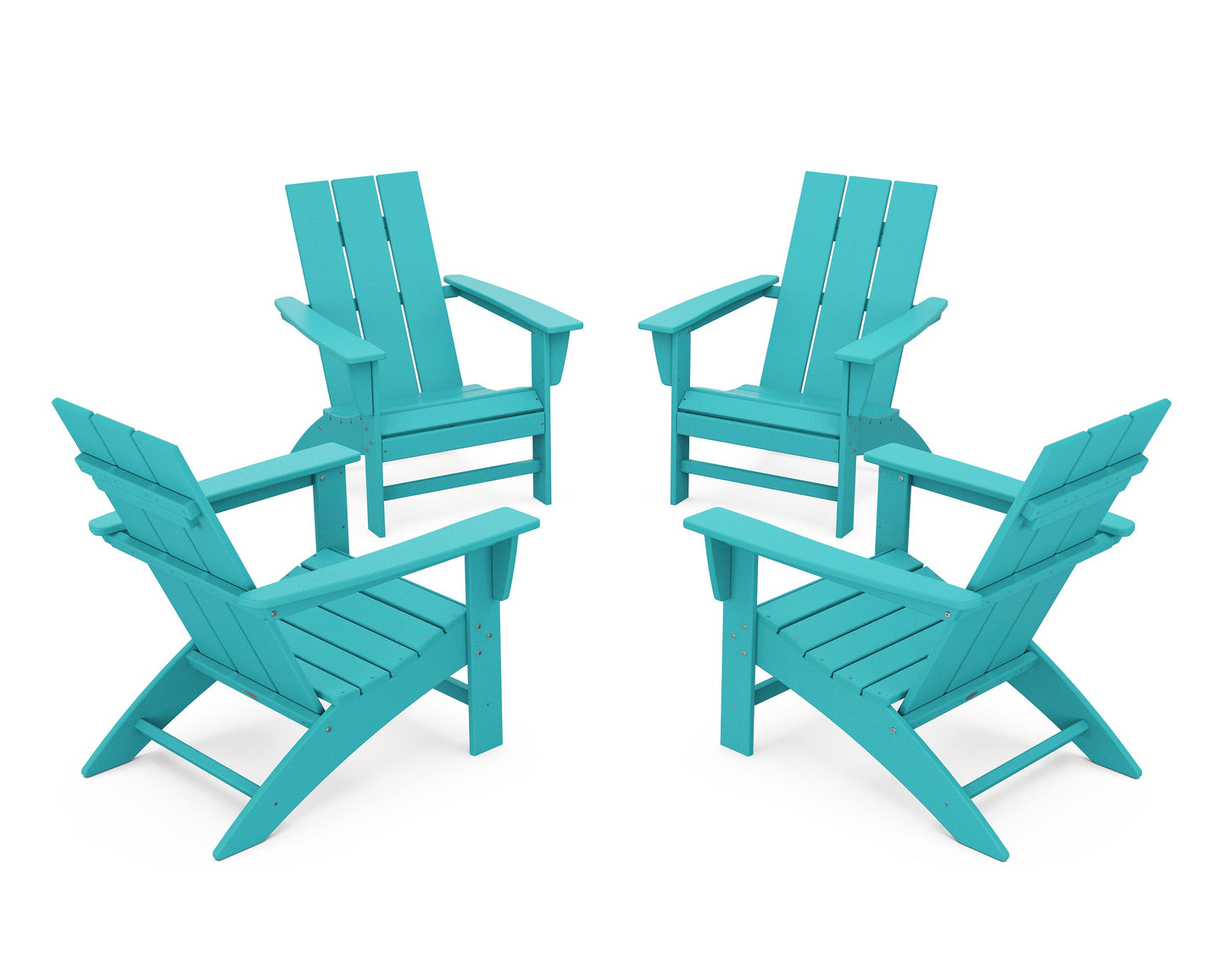 POLYWOOD 4-Piece Modern Adirondack Chair Conversation Set — Aruba