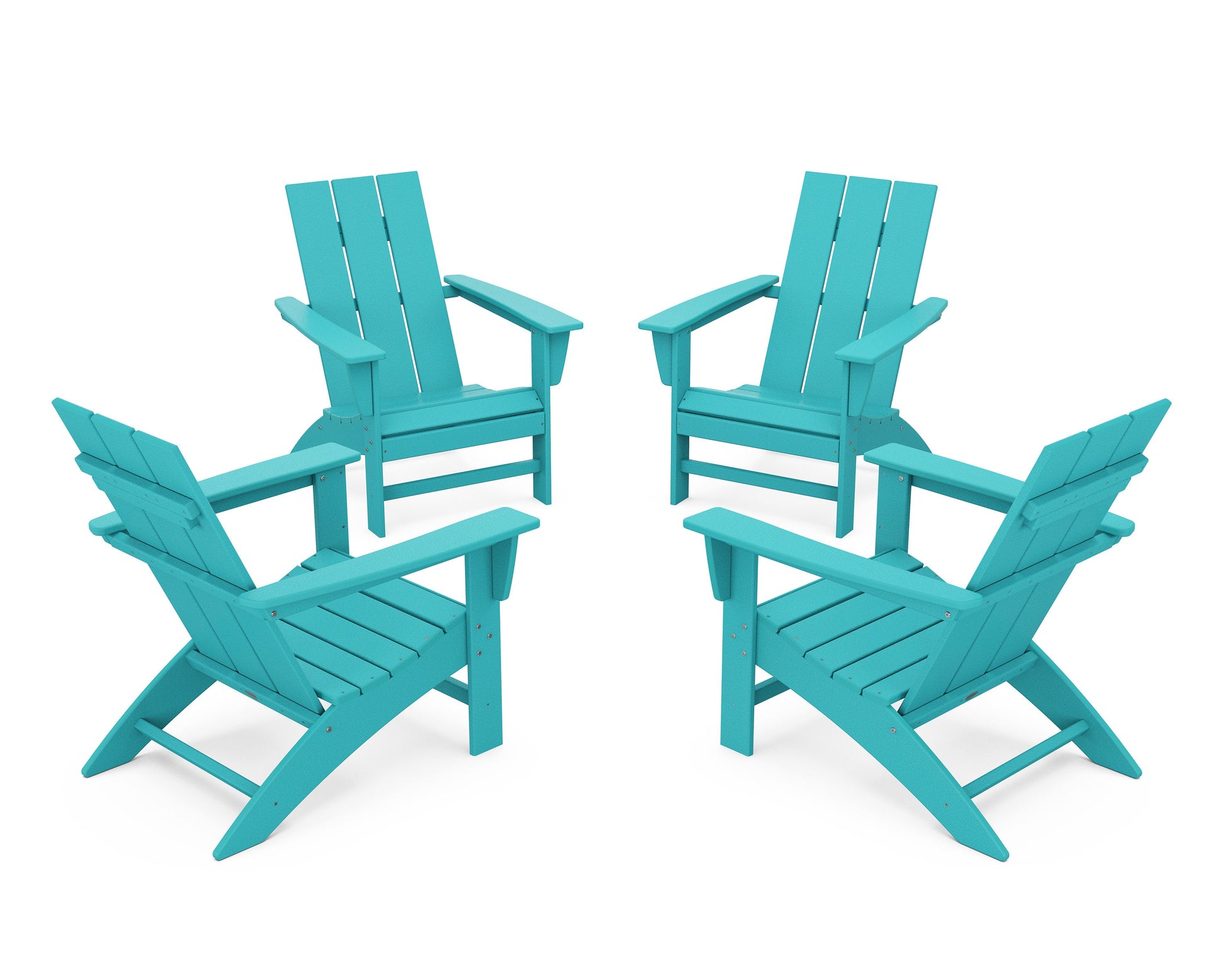 POLYWOOD 4-Piece Modern Adirondack Chair Conversation Set — Aruba