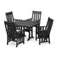 POLYWOOD Acadia 5-Piece Farmhouse Dining Set with Trestle Legs — Black