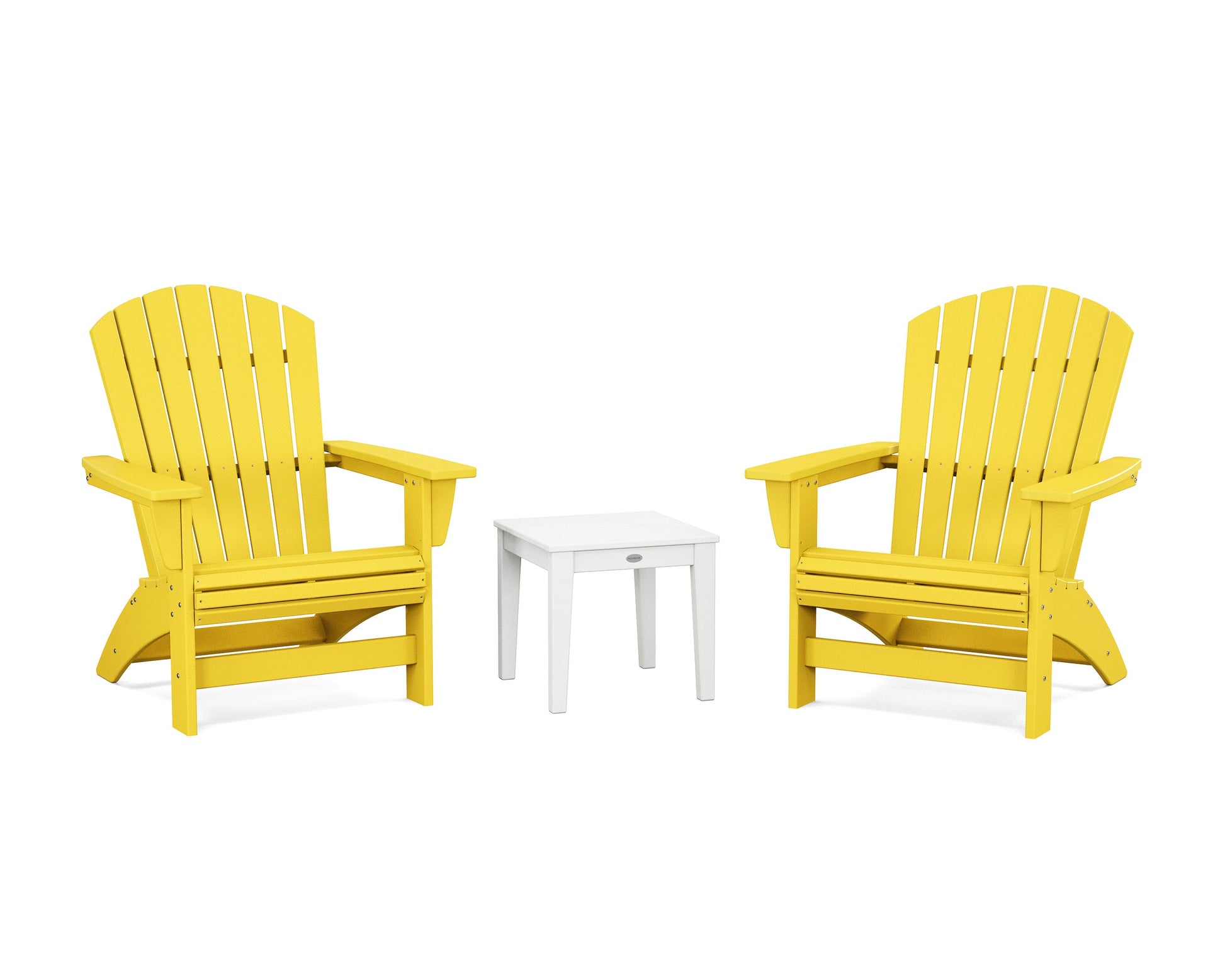 POLYWOOD 3-Piece Nautical Grand Adirondack Set — Lemon / White