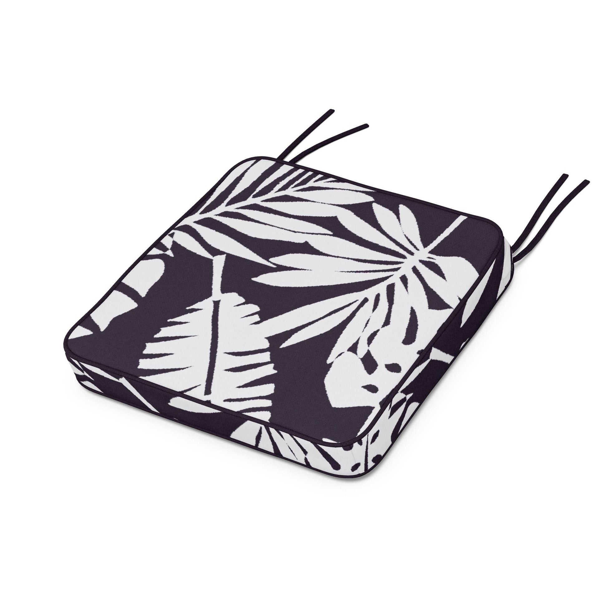 POLYWOOD Chinoiserie Side Chair Seat Cushion — Leaf Navy