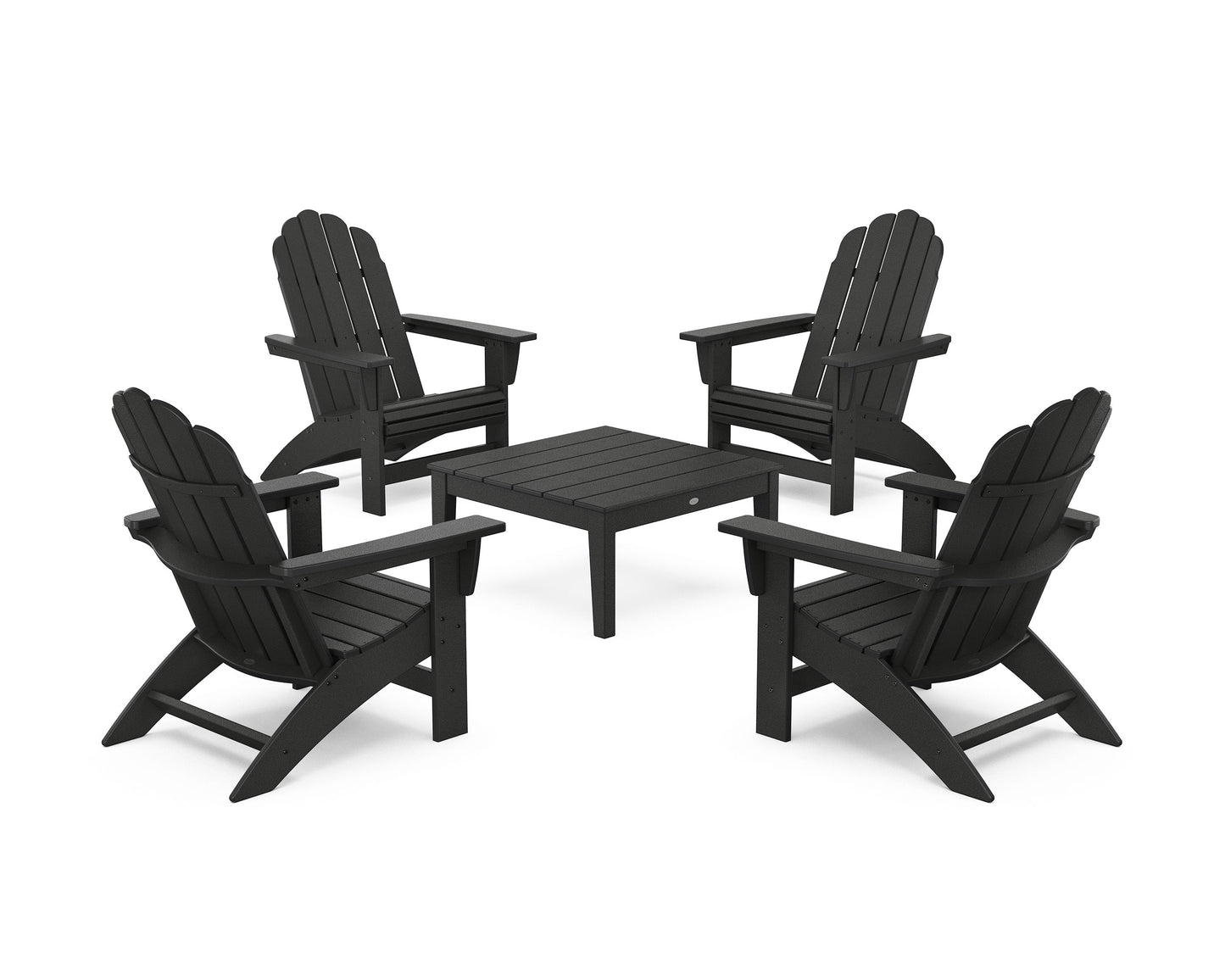 POLYWOOD 5-Piece Vineyard Grand Adirondack Chair Conversation Group — Black