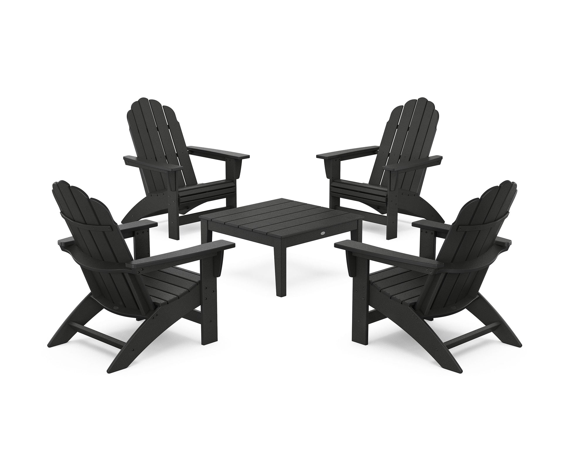 POLYWOOD 5-Piece Vineyard Grand Adirondack Chair Conversation Group — Black