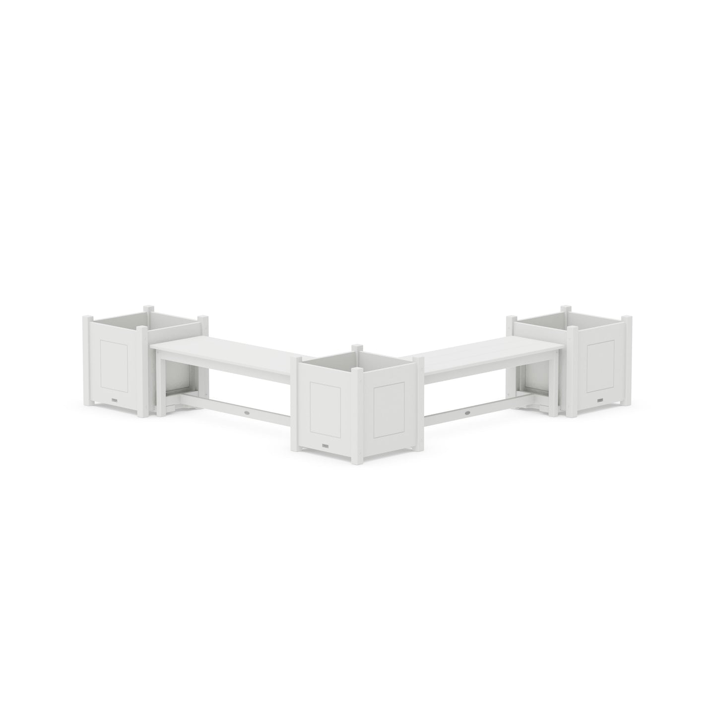 POLYWOOD 48" Country Living L- Shaped Planter Bench Corner Set - Large — White