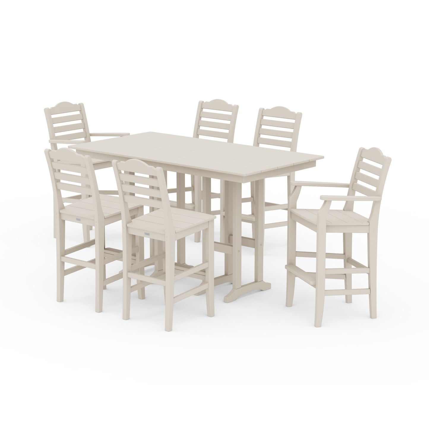 POLYWOOD Savannah 7-Piece Farmhouse Bar Set — Sand