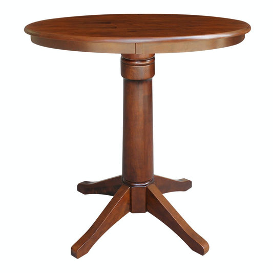 Dining Essentials - 36" Round Table Top w/ 36" H Transitional Pedestal w/ Extension in Espresso