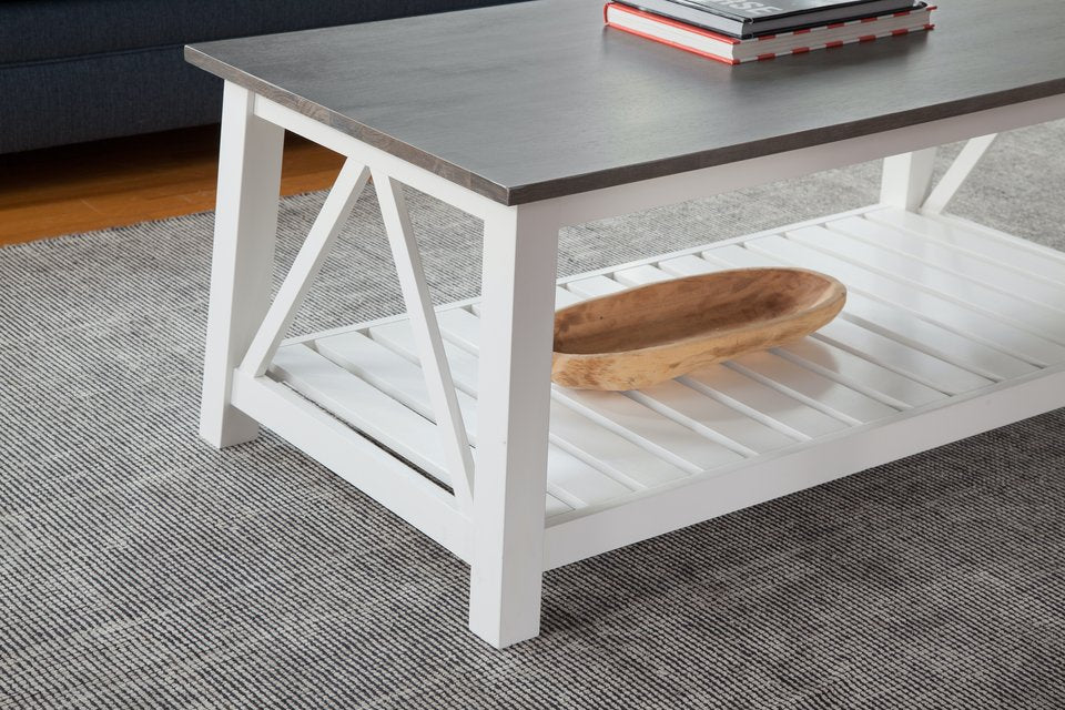 Home Accents - Surrey Coffee Table in Heather Gray & White