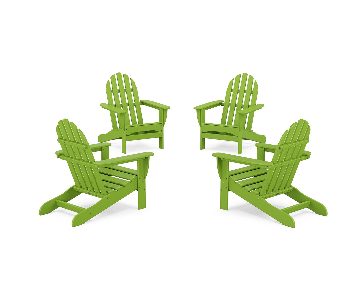 POLYWOOD 4-Piece Classic Adirondack Conversation Set — Lime