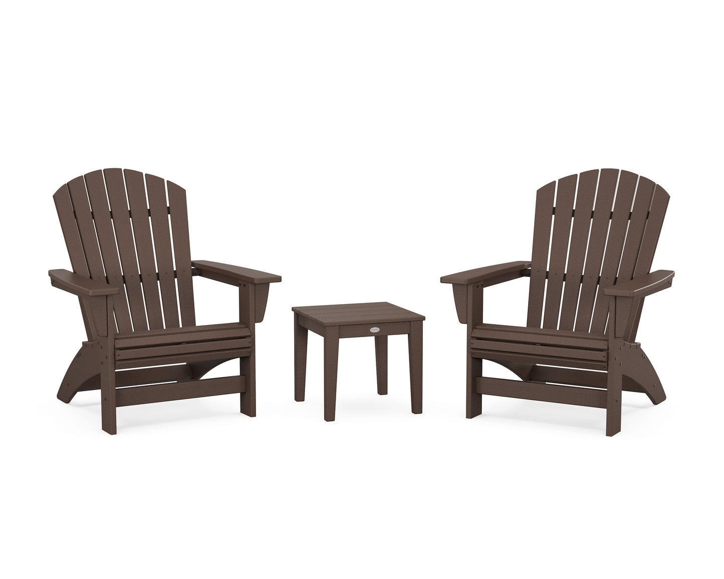 POLYWOOD 3-Piece Nautical Grand Adirondack Set — Mahogany
