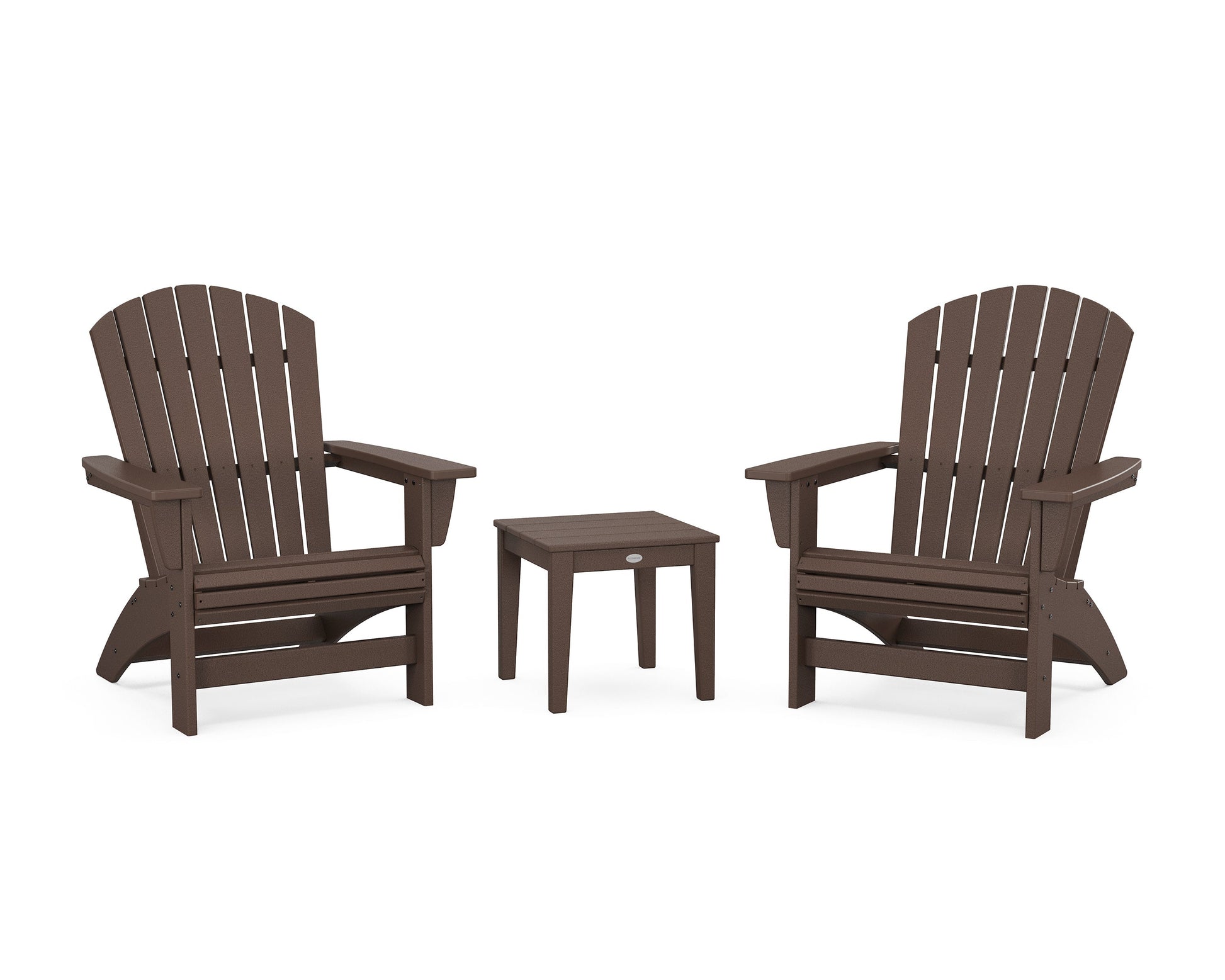 POLYWOOD 3-Piece Nautical Grand Adirondack Set — Mahogany