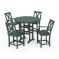 POLYWOOD Braxton 5-Piece Nautical Trestle Arm Chair Counter Set — Green