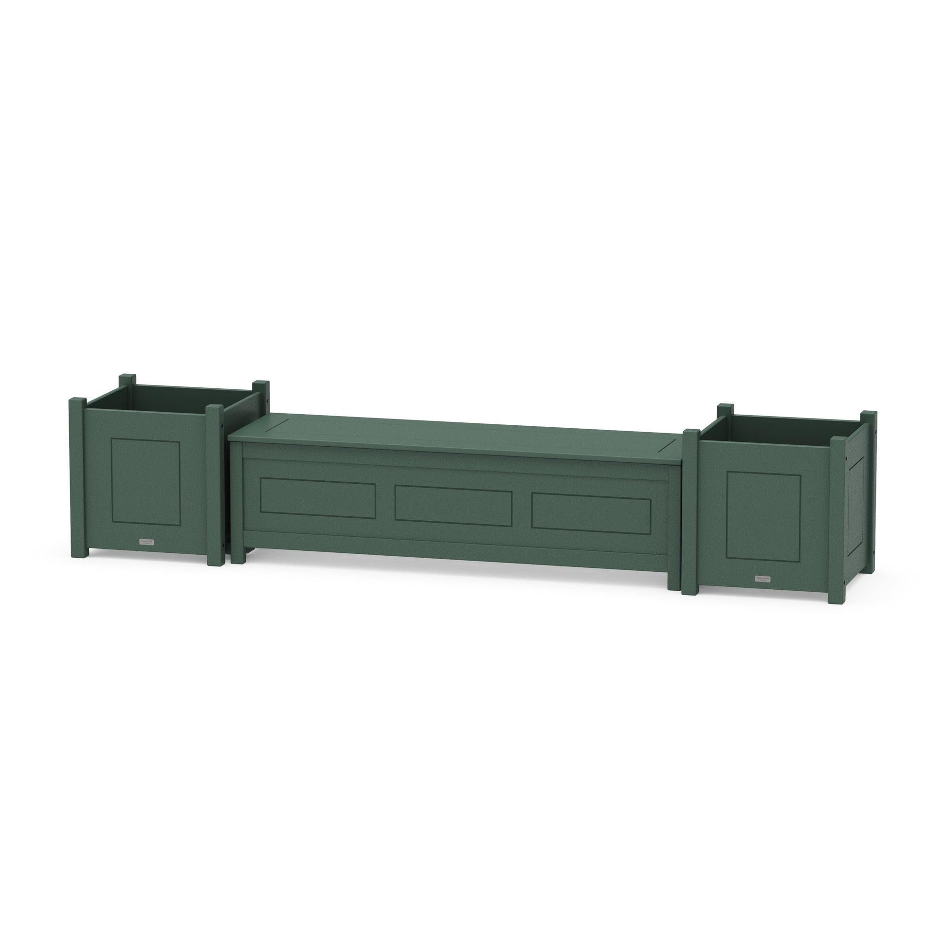 POLYWOOD 60" Country Living Straight Planter Storage Bench Set- Large — Green