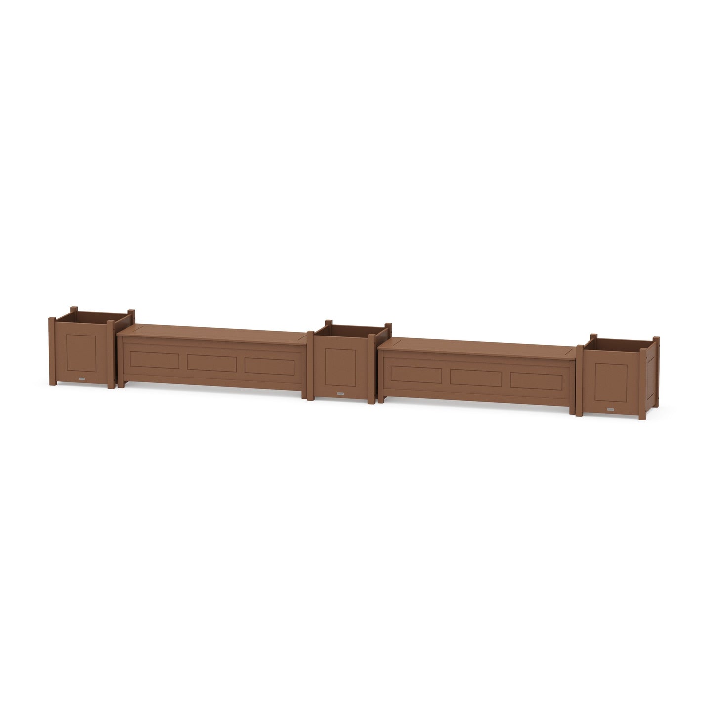 POLYWOOD 60" Country Living Straight Double Planter Storage Bench Set- Large — Teak