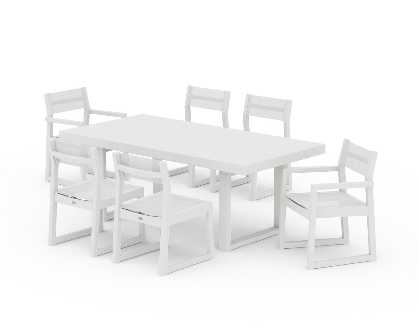 POLYWOOD EDGE Sling 7-Piece Dining Set — Vintage White / White Sling