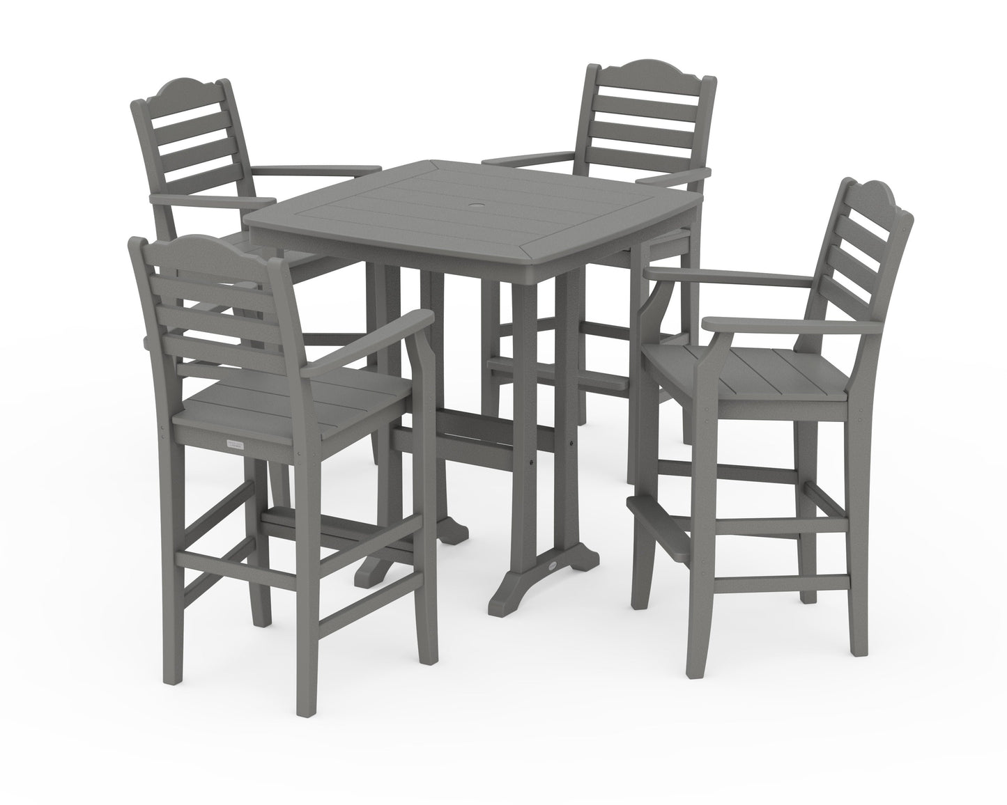 POLYWOOD Savannah 5-Piece Bar Set with Trestle Legs — Slate Grey